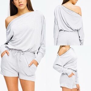 Light Gray Off-Shoulder Lounge Romper